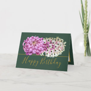 Pink Mum White Orchid Botanical Chic Birthday Card