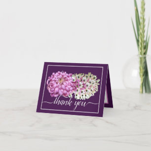 Pink Mum & White Orchid Botanical Thank You Card