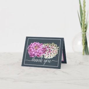 Pink Mum & White Orchid Botanical Thank You Card