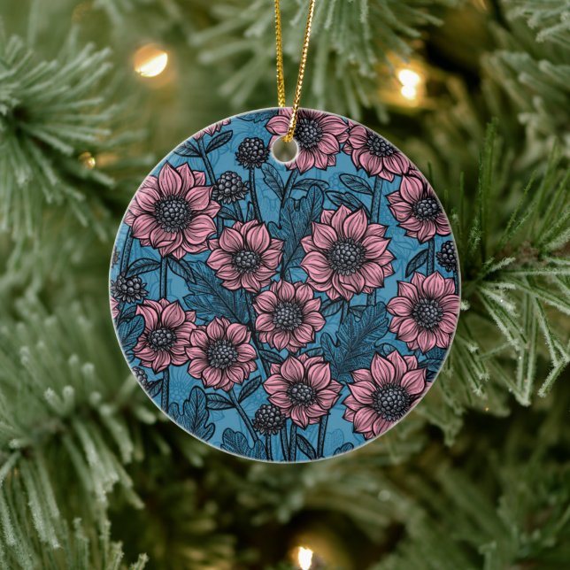 Pink Mums Ceramic Ornament (Tree)
