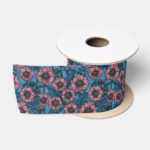 Pink Mums Satin Ribbon