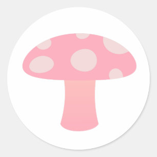 Pink mushroom classic round sticker