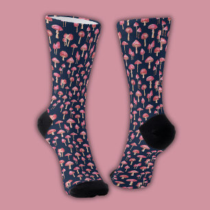 Pink mushroom pattern socks