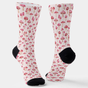 Pink mushroom pattern socks