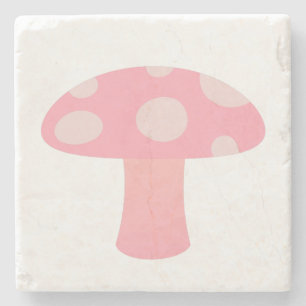 Pink mushroom stone coaster