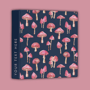 Pink Mushroom Toadstool pattern Binder