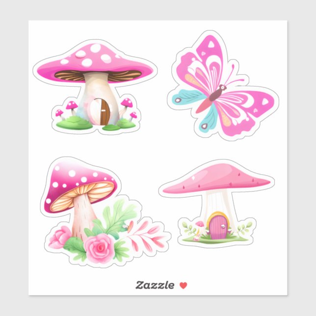Pink Mushroom's custom-cut vinyl stickers (Sheet)