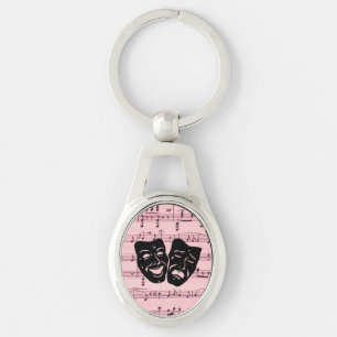 Pink Music and Theatre Masks Keychain