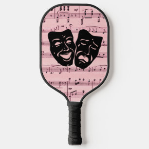 Pink Music and Theatre Masks Pickleball Paddle