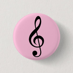 Pink Music Clef badge 1 Inch Round Button