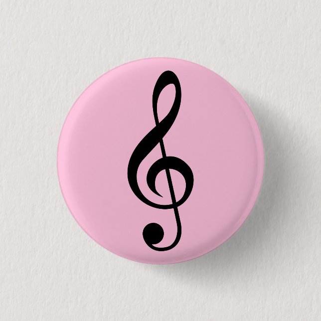 Pink Music Clef badge 1 Inch Round Button (Front)