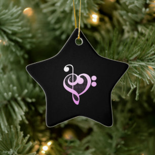 Pink Music Musician Heart Ceramic Ornament