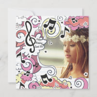 Pink Music Notes Invitation photo