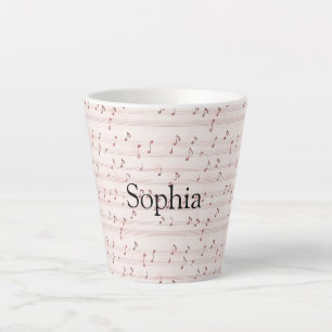 Pink Music Notes Sheet Latte Mug