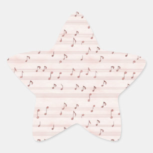 Pink Music Notes Sheet Star Sticker
