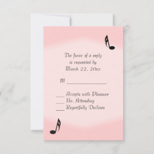 Pink Music Wedding RSVP Card