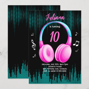 Pink Musical Birthday Invitation