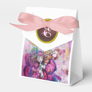 PINK MUSICAL CLOWN GEM STONE MONOGRAM FAVOR BOX