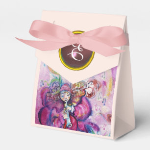 PINK MUSICAL CLOWN GEM STONE MONOGRAM FAVOR BOX