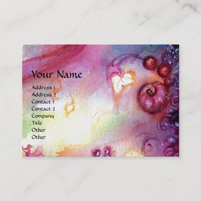 PINK MUSICAL CLOWN  Watercolor Business Card (Front)