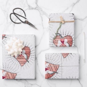 Pink Musical Note Hearts Wrapping Paper Sheet
