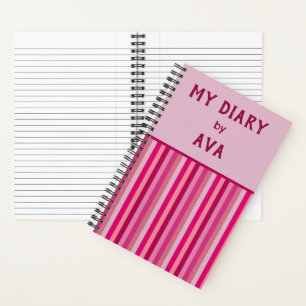 Pink My Diary by Me Striped Journal