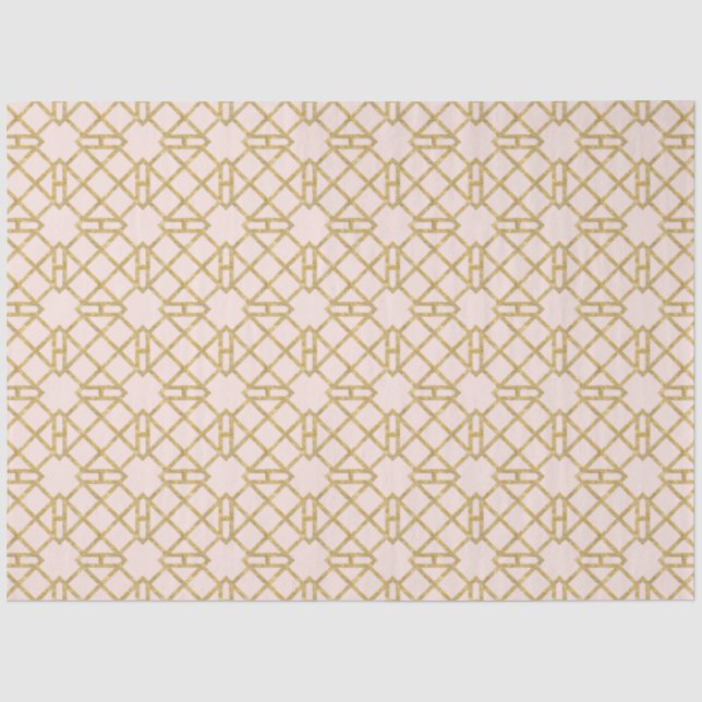 Pink n Gold Art Deco Chinese Chippendale Decoupage Tissue Paper (Front)