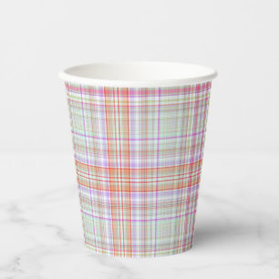 Pink 'n Green Geometric Plaid Paper Cups