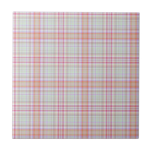 Pink 'n Green Geometric Plaid Tile (Front)