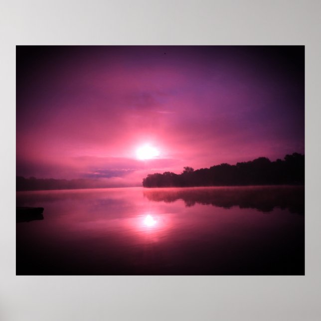 Pink n Purple Sunrise over Water  Poster (Front)