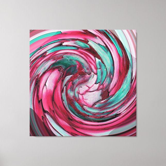 Pink N Teal Abstract Art -Dolphin N Eagle -Canvas Canvas Print (Front)