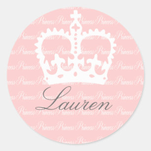 Pink-n-White Princess Classic Round Sticker
