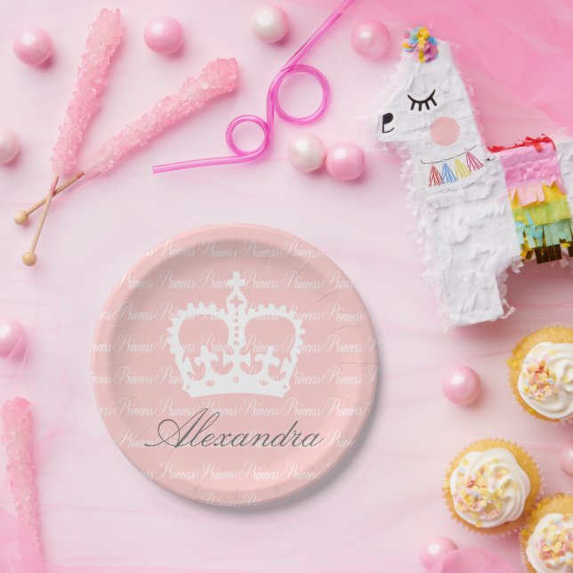 Pink-n-White Princess Paper Plate (Party)