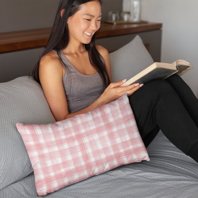 Pink n White Watercolor Gingham Chequered Pattern Pillowcase (Creator Uploaded)