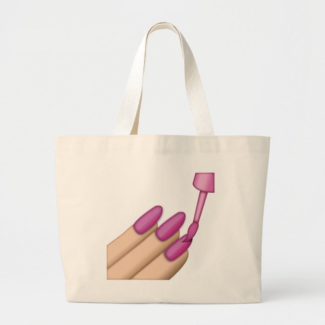 Pink Nail Polish - Emoji Large Tote Bag (Front)