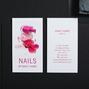 Pink Nail Polish Modern Nail Artist Business Card