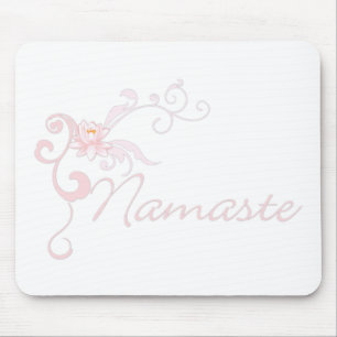 Pink Namaste with scrolls and swirls Mouse Pad