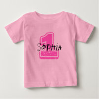 Pink Name and Age Birthday T-shirt