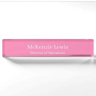 Pink Name and Job Title Nameplate