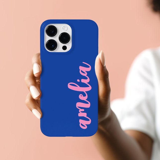 Pink name bold colourful blue Case-Mate iPhone case (Pink name bold colorful blue Case-Mate iPhone case)