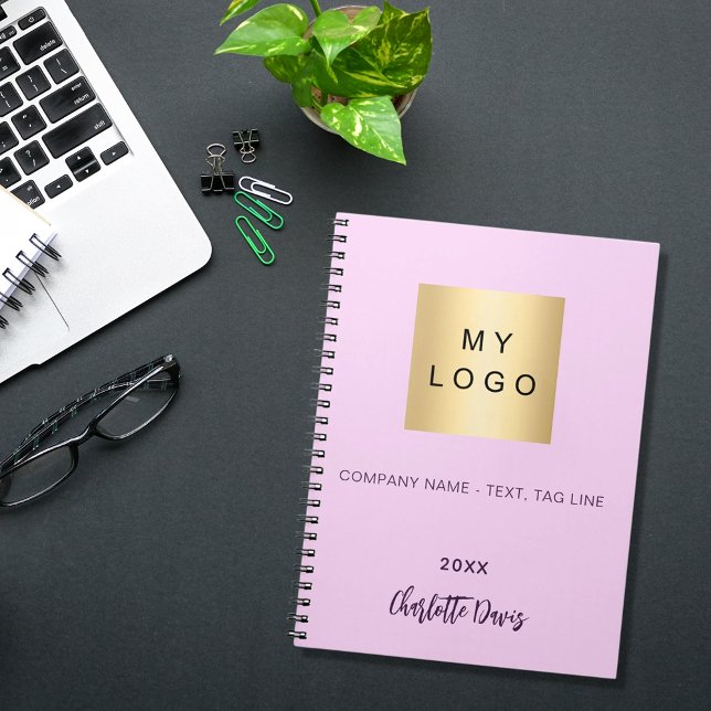 Pink name script business logo notebook (Creator Uploaded)