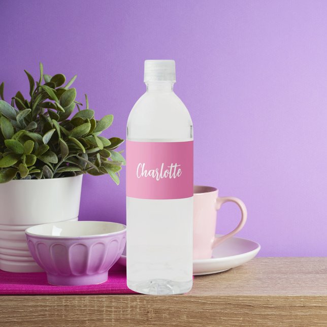 Pink name script water bottle label (Creator Uploaded)