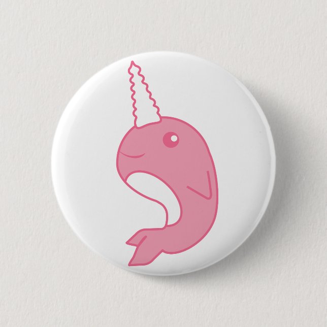 Pink Narwhal 2 Inch Round Button (Front)