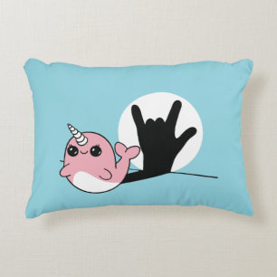 Pink Narwhal ASL I Love You – Deaf Culture Design Accent Pillow