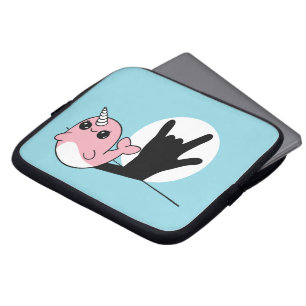 Pink Narwhal ASL I Love You – Deaf Culture Design Laptop Sleeve