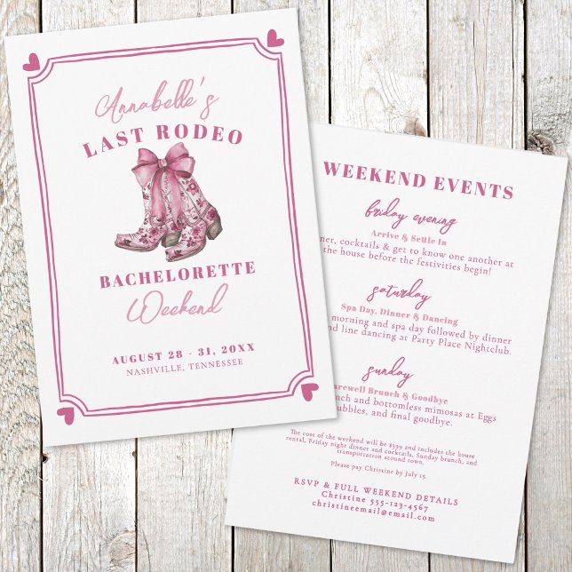 Pink Nash Bash Last Rodeo Bachelorette Party Invitation (Pink Nash Bash Last Rodeo Bachelorette Party Invitation )