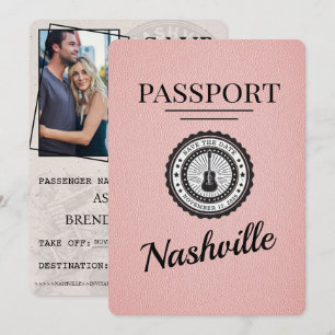 Pink Nashville Passport Save The Date