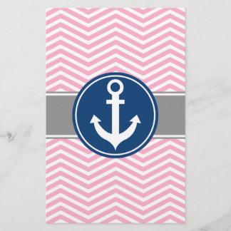 Pink Nautical Anchor Chevron