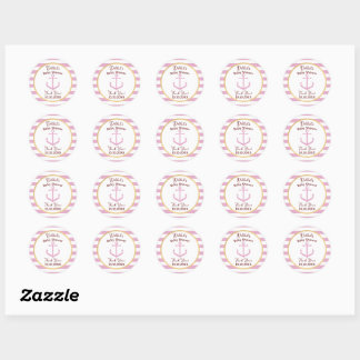 Pink Nautical Baby Event Stickers - Baby Shower
