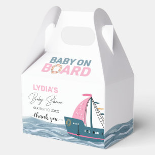 Pink Nautical Baby on Board Baby Shower Favor Box
